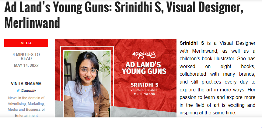 Ad Land's Young Guns: Srinidhi, Visual Designer, Merlinwand in conversation with ADGULLY